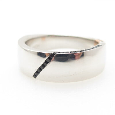 P. NINA 925 Sterling Silver 2-Tone Black C Z Ring Size 10