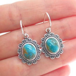 DESERT WIND 925 Sterling Silver Southwestern Real Turquoise Dangle Earrings