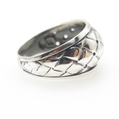 LOTUS 999 Fine Silver Vintage Woven Modernist Ring Size 8