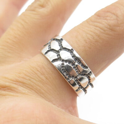 925 Sterling Silver Vintage Desert Crack Band Ring Size 10