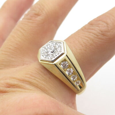 925 Sterling Silver Gold Plated Round-Cut Shaped C Z Ring Size 10.5