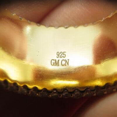 925 Sterling Silver Gold Plated Round-Cut C Z Geometric Ring Size 7.5