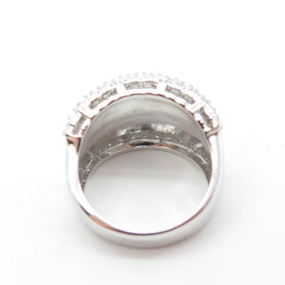 J. ESPOSITO 925 Sterling Silver C Z Hammered Finish Ring Size 6.25