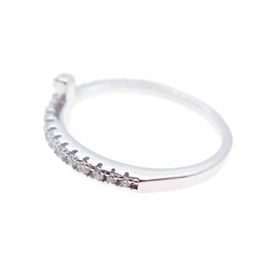 925 Sterling Silver Round-Cut C Z Cross Ring Size 4.75