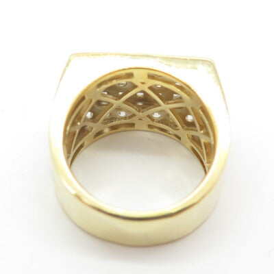 925 Sterling Silver Gold Plated Princess & Round-Cut Shaped C Z Ring Size 9.25