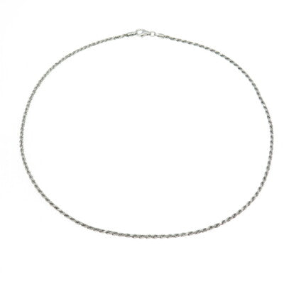925 Sterling Silver Italy Twisted Rope Chain Necklace 14"