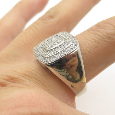 925 Sterling Silver Pave C Z Ring Size 11.5