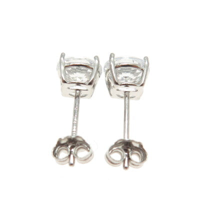 DEE BERKLEY JEWELRY 925 Sterling Silver Round-Cut Shaped C Z Stud Earrings