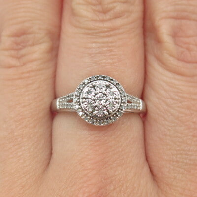 SK9 Allure Gems 925 Sterling Silver Real Round-Cut Diamond Ring Size 7.25