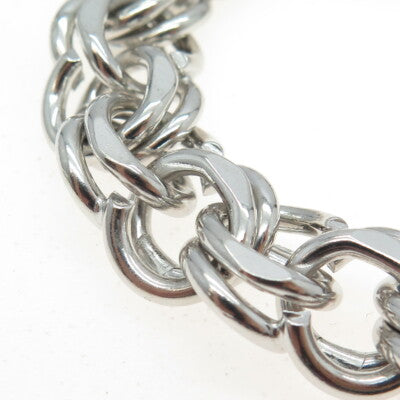 ELCO Sterling Silver Antique Art Deco Double Rolo Link Solid 53.4g Bracelet 6.5"