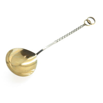 916 Silver 2-Tone Antique European Twisted Handle Wedding Salad Spoon 8"