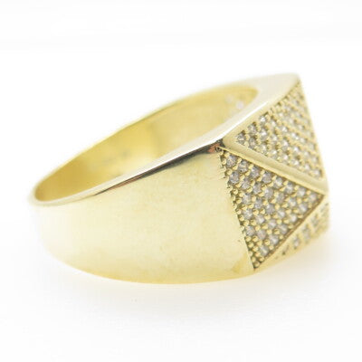 925 Sterling Silver Gold Plated Pave C Z Ring Size 12