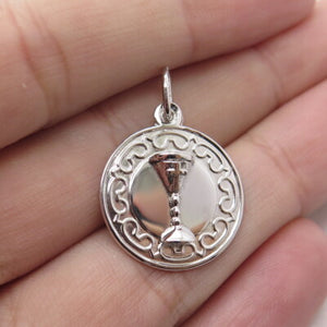 REMBRANDT RQC 925 Sterling Silver Vintage Wine Goblet Religious Charm Pendant