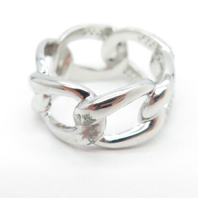 925 Sterling Silver C Z Cuban Chain Band Ring Size 7.25