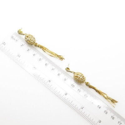 ADI 925 Sterling Silver Gold Plated Pave C Z Box Chain Dangling Earrings