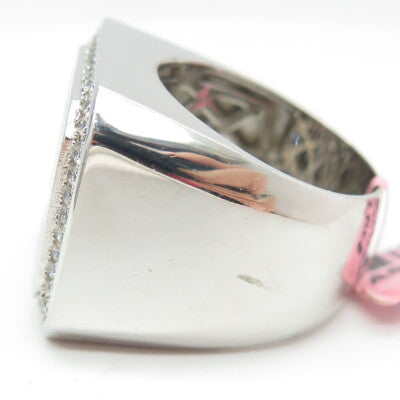 925 Sterling Silver Pave C Z Domed Ring Size 9.25