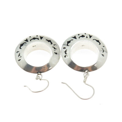 925 Sterling Silver Vintage Tribal Dangle Hook Earrings