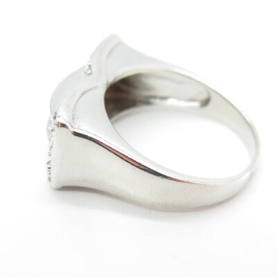 925 Sterling Silver Round & Emerald-Cut C Z Ring Size 7.25