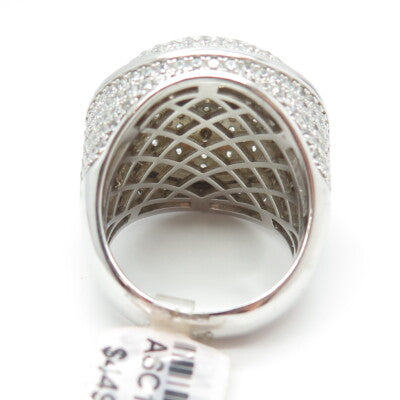 925 Sterling Silver Pave C Z Domed Ring Size 10
