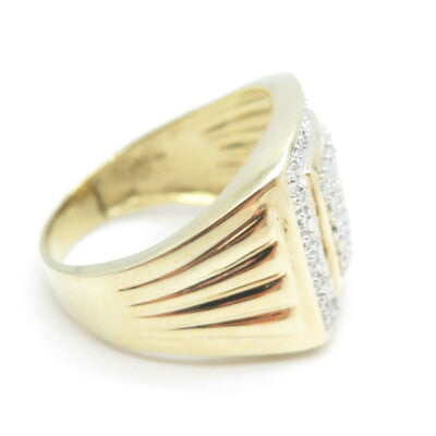 925 Sterling Silver Gold Plated Pave C Z Wide Ring Size 10.25