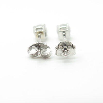 HAN 925 Sterling Silver Round-Cut Shaped C Z Stud Earrings