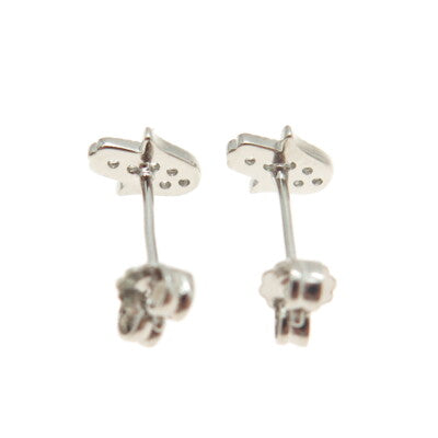 925 Sterling Silver Round-Cut C Z Hamsa Amulet Stud Earrings
