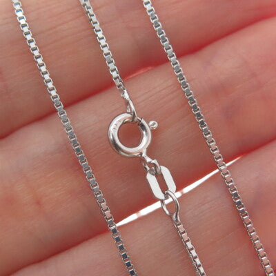 925 Sterling Silver Italy Box Chain Necklace 20"