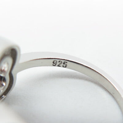 925 Sterling Silver Real Opal & Round-Cut C Z Infinity Heart Ring Size 5
