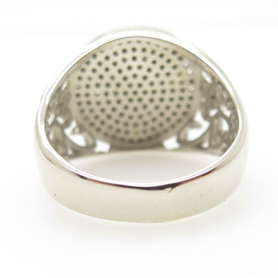 925 Sterling Silver Pave C Z Ornate Ring Size 11.5