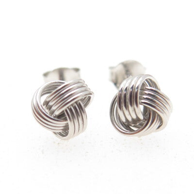 925 Sterling Silver Twisted Knot Stud Earrings