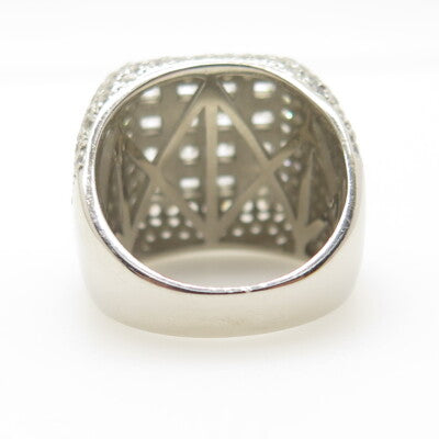 925 Sterling Silver Pave Multi-C Z Wide Ring Size 8