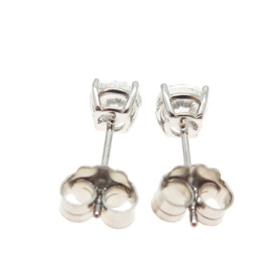 925 Sterling Silver Round-Cut Shaped White C Z Stud Earrings