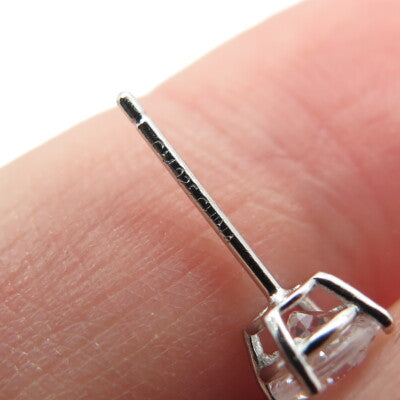 925 Sterling Silver Round-Cut Cross Shaped White C Z Stud Earrings