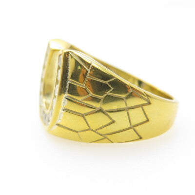 925 Sterling Silver Gold Plated Round-Cut C Z Horseshoe Ring Size 8.75