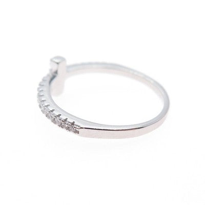 925 Sterling Silver Round-Cut C Z Cross Ring Size 5.75