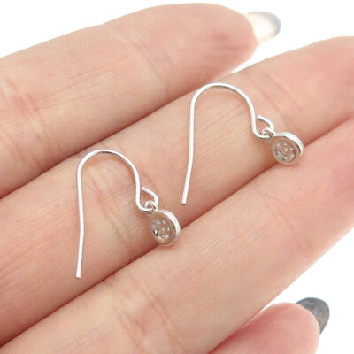 925 Sterling Silver Round-Cut C Z Dangling Earrings
