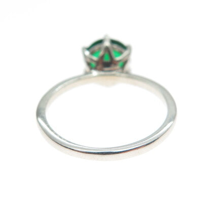 DAZZLERS 925 Sterling Silver Round-Cut Nano Chrome Diopside Ring Size 6.25