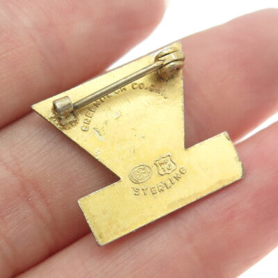 GREENDUCK 925 Sterling Silver GP Enamel Antique '30s War Finance Corporation Pin