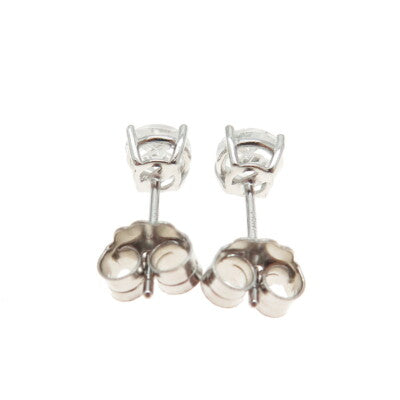 925 Sterling Silver Round-Cut Cross Shaped White C Z Stud Earrings