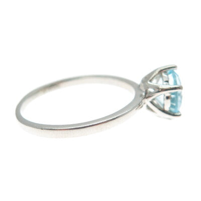 DAZZLERS 925 Sterling Silver Round-Cut Nano Blue Topaz Ring Size 7