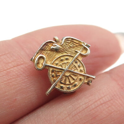 925 Sterling Silver Gold Plated Antique WWII US Army Quartermaster Officer Pin