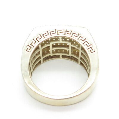 925 Sterling Silver Gold Plated Pave C Z Ring Size 10.25