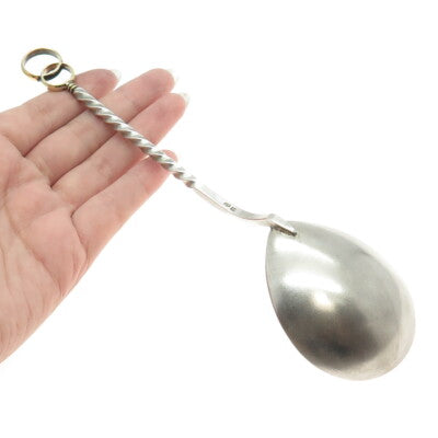 916 Silver 2-Tone Antique European Twisted Handle Wedding Salad Spoon 8"