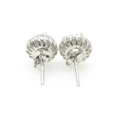 HAN 925 Sterling Silver Round-Cut White C Z Stud Earrings
