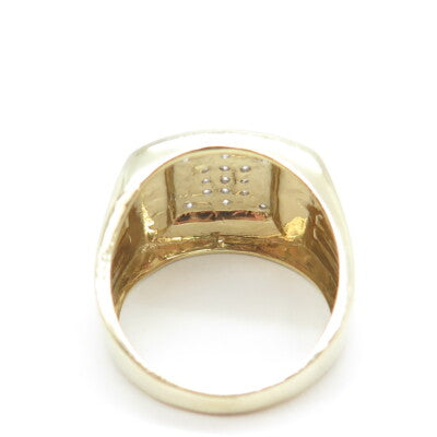 925 Sterling Silver Gold Plated Pave C Z Wide Ring Size 10.25