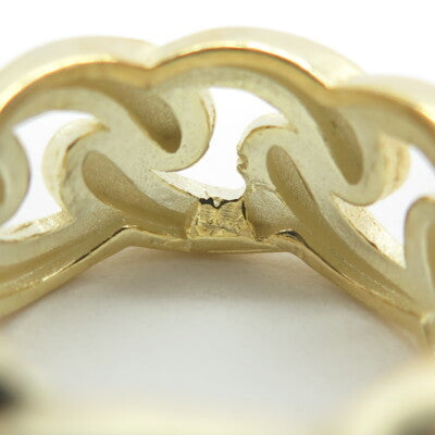 925 Sterling Silver Gold Plated Cuban Chain Band Ring Size 6