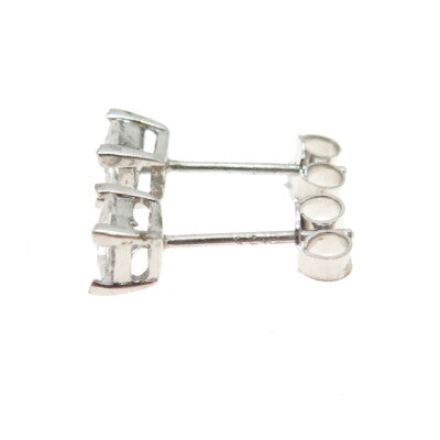 925 Sterling Silver Princess-Cut C Z Stud Earrings