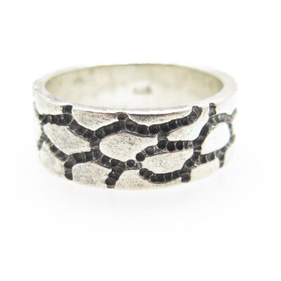 925 Sterling Silver Vintage Desert Crack Band Ring Size 10