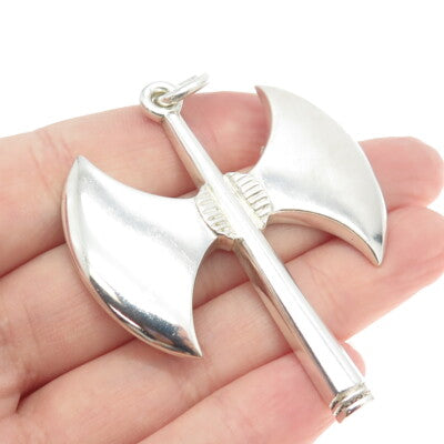 925 Sterling Silver Vintage Axe Large Pendant