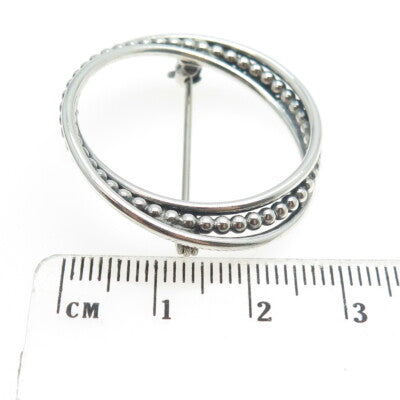 925 Sterling Silver Vintage Interlocked Multi-Circle Pin Brooch